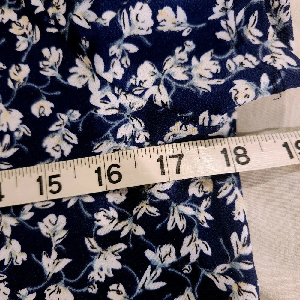 Cottagecore Floral Dress Misia  Vintage Style Preppy Short Sleeve Stretch Navy M